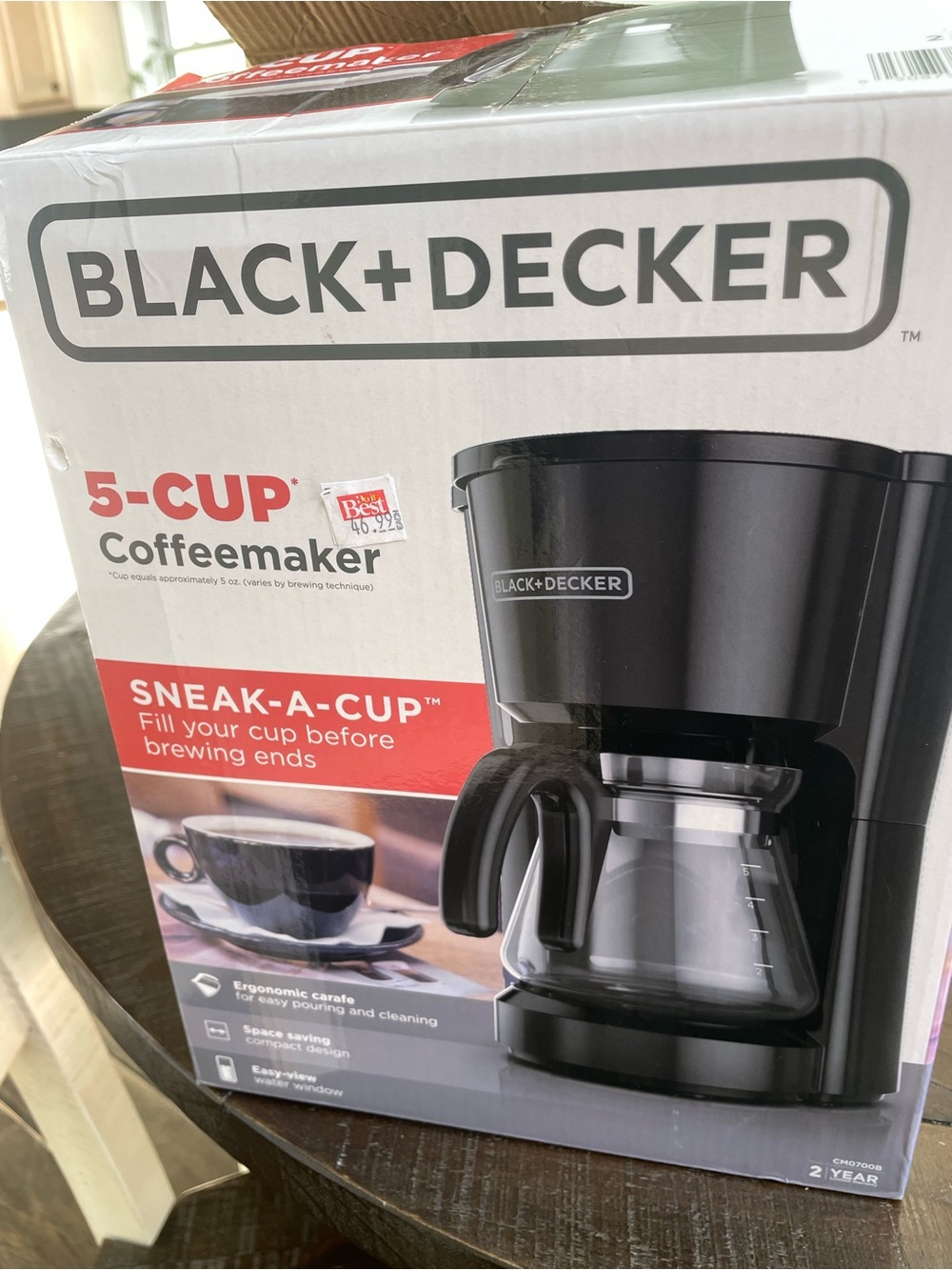 Black & Decker Black 5-Cup Coffeemaker with Sneak-A-Cup